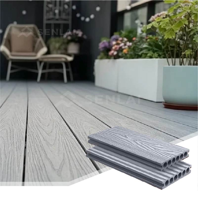 3D Embossed Hole WPC Decking Interlocking Anti-Slip Waterproof Outdoor