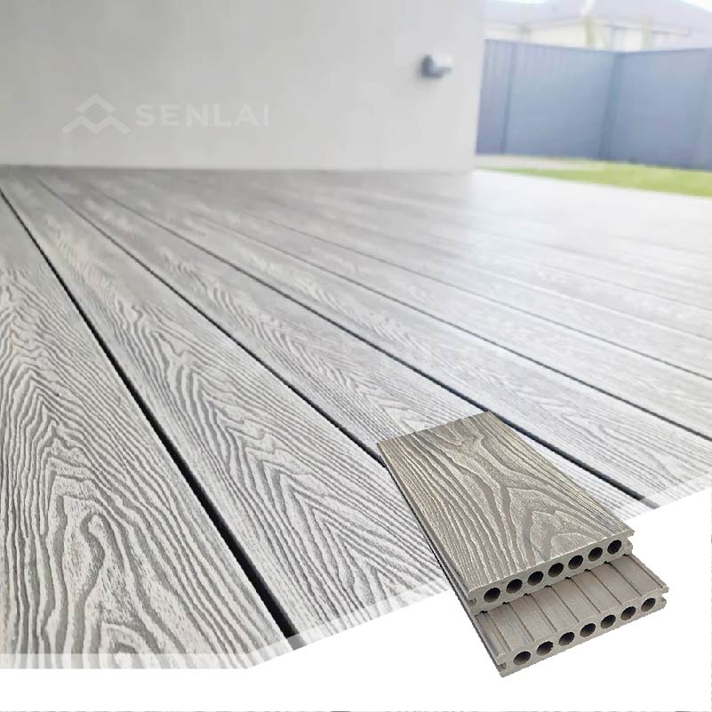 3D Embossed 7 Holes W 146mm T 25mm WPC Flooring Waterproof
